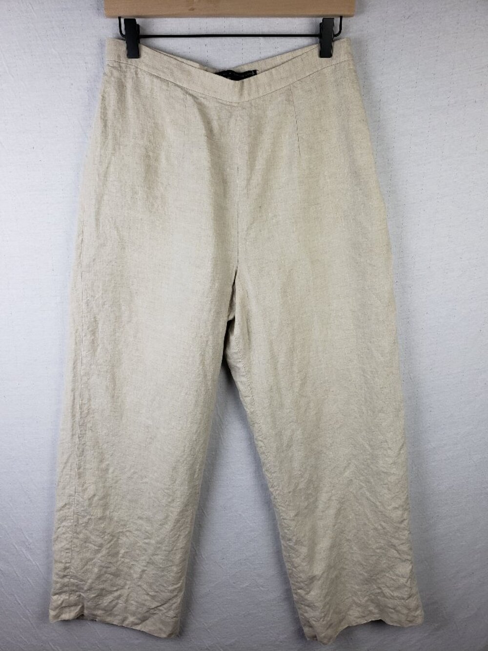 Peruvian Connection Italy 100% Linen Pants Trousers Straight Leg Ivory size 12